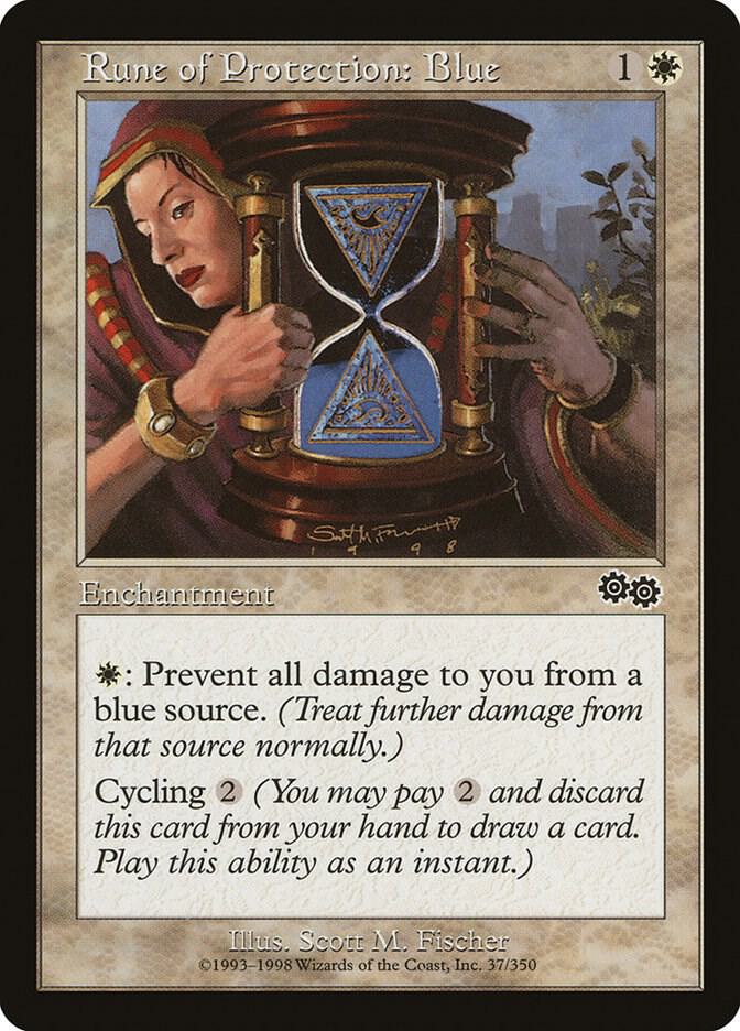 Rune of Protection: Blue 37 card from Urza's Saga