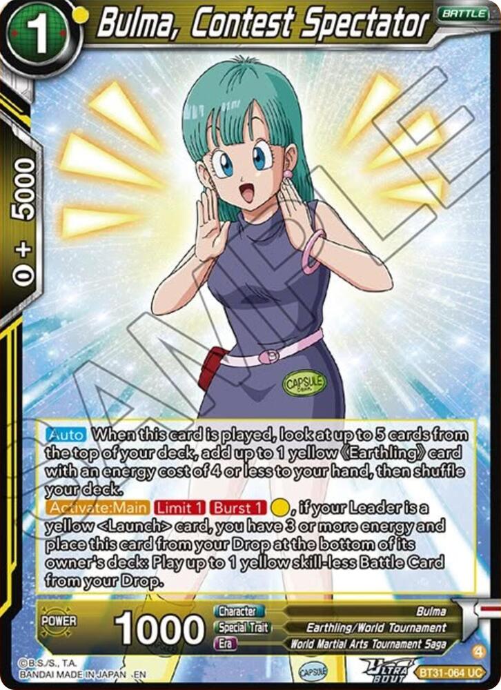 Bulma, Contest Spectator BT31-064 card from Impact Beyond Dimensions