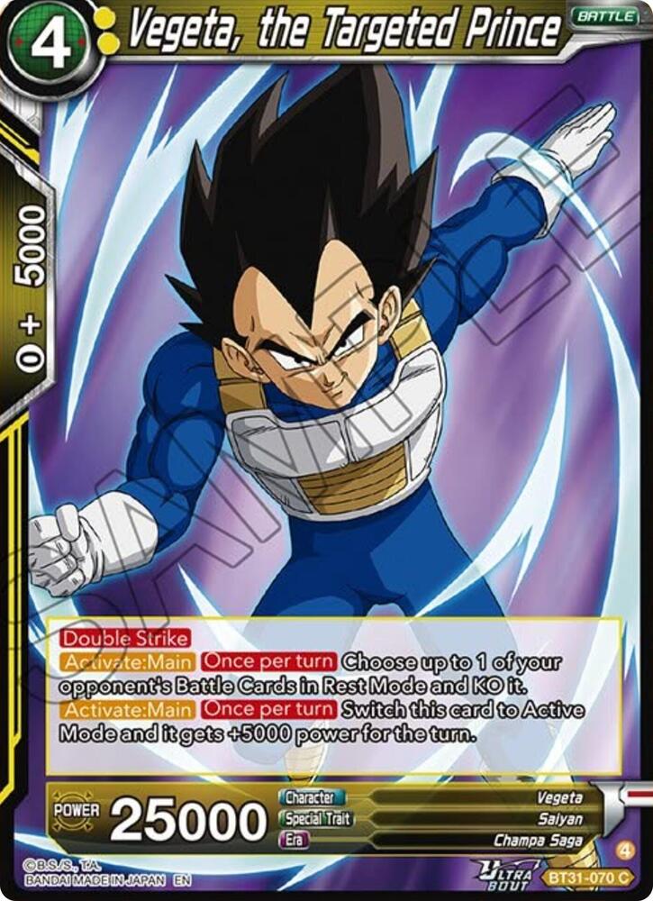 Vegeta, the Targeted Prince BT31-070 card from Impact Beyond Dimensions