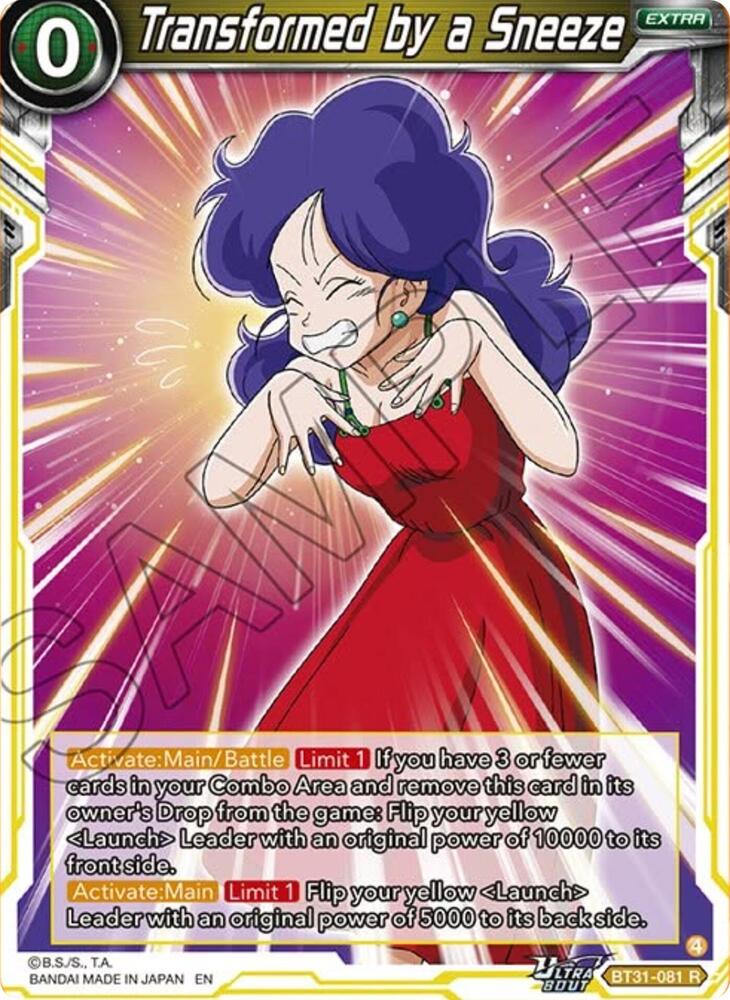 Transformed by a Sneeze BT31-081 card from Impact Beyond Dimensions