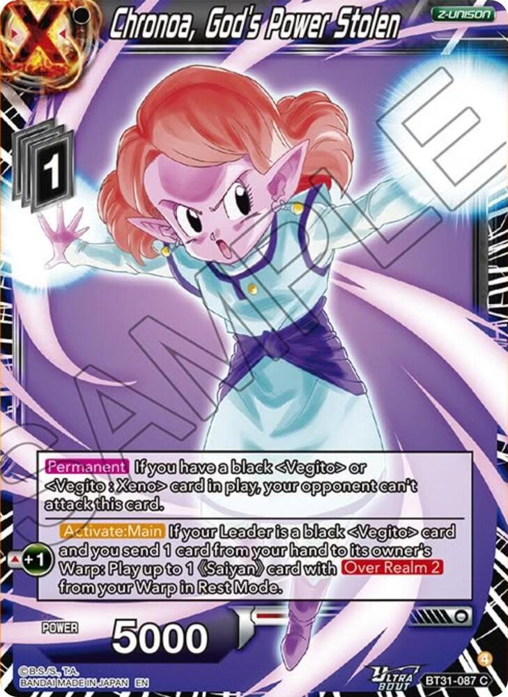 Chronoa, God's Power Stolen BT31-087 card from Impact Beyond Dimensions