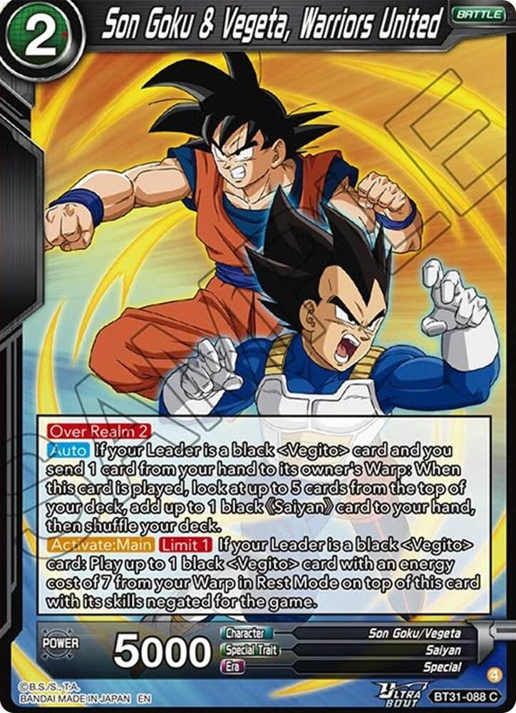 Son Goku & Vegeta, Warriors United BT31-088 card from Impact Beyond Dimensions