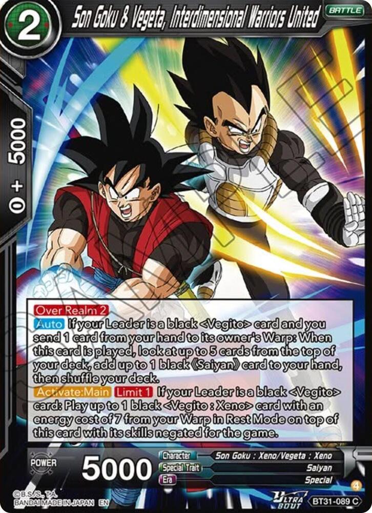 Son Goku & Vegeta, Interdimensional Warriors United BT31-089 card from Impact Beyond Dimensions