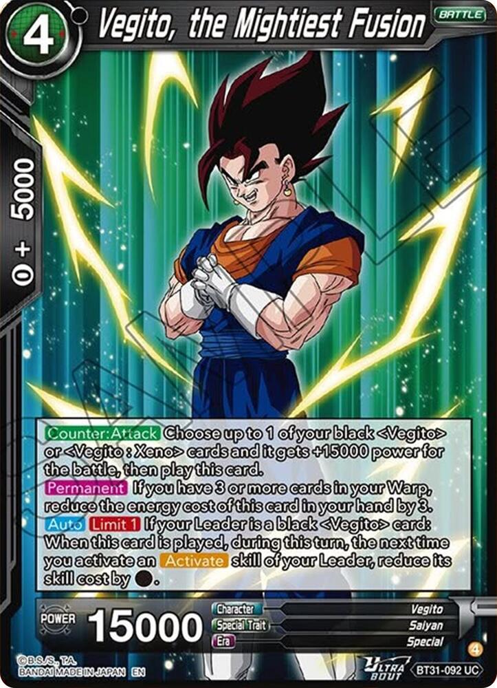 Vegito, the Mightiest Fusion BT31-092 card from Impact Beyond Dimensions