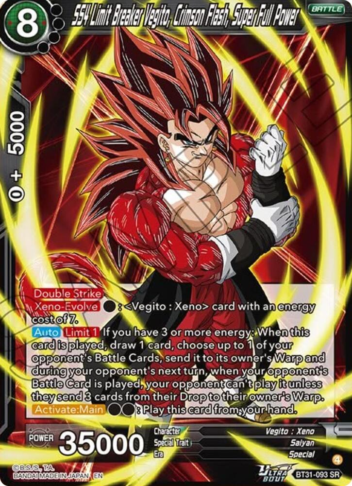SS4 Limit Breaker Vegito, Crimson Flash, Super Full Power BT31-093 card from Impact Beyond Dimensions