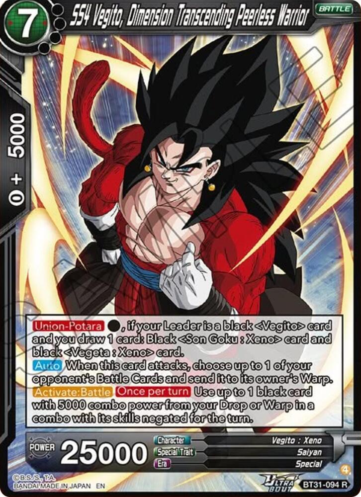 SS4 Vegito, Dimension Transcending Peerless Warrior BT31-094 card from Impact Beyond Dimensions