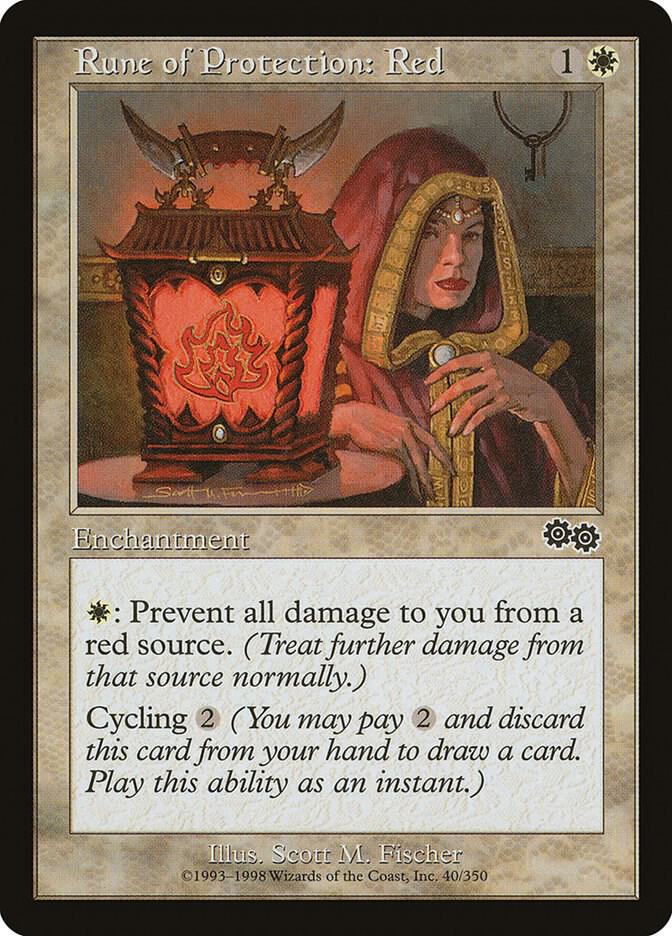 Rune of Protection: Red 40 card from Urza's Saga