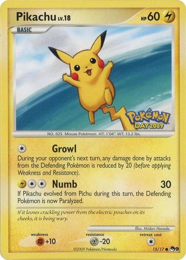 Pikachu (Pokemon Day 2009) 015/017 card from POP Series 9