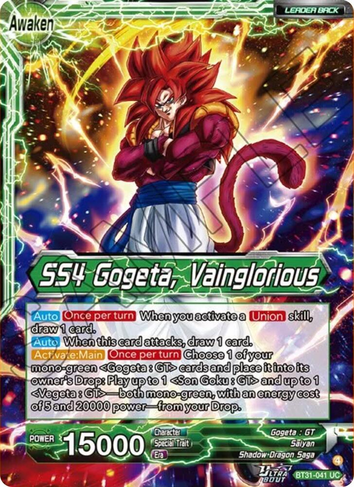 SS4 Son Goku & SS4 Vegeta // SS4 Gogeta, Vainglorious BT31-041 card from Impact Beyond Dimensions