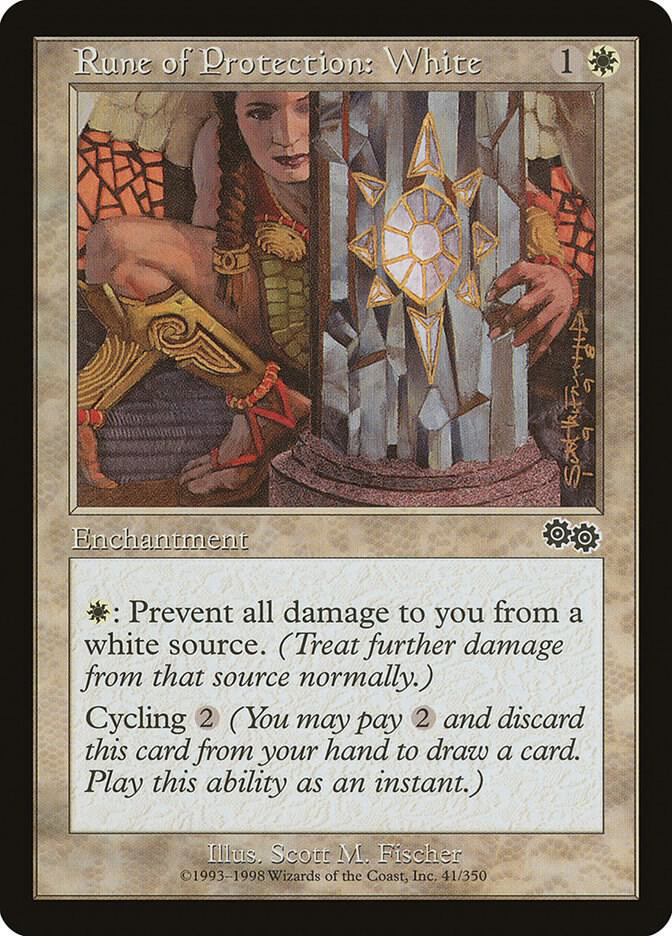 Rune of Protection: White 41 card from Urza's Saga