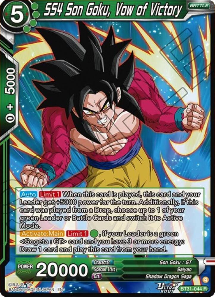 SS4 Son Goku, Vow of Victory BT31-044 card from Impact Beyond Dimensions