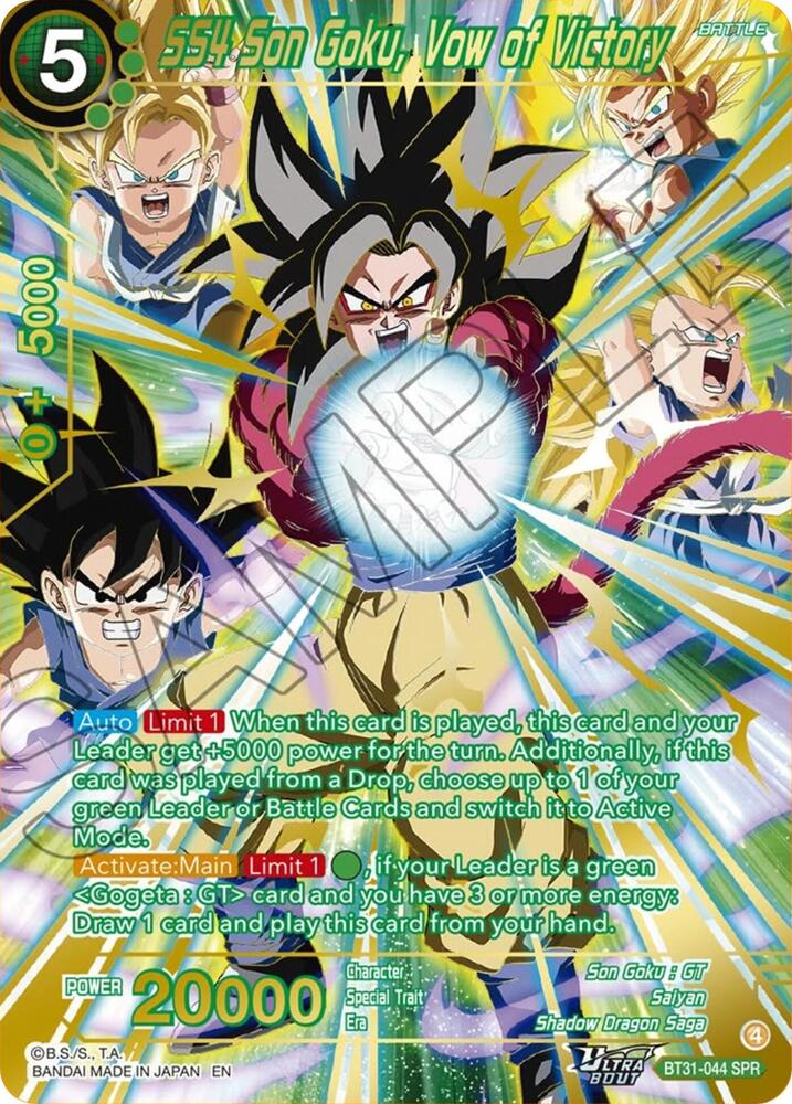 SS4 Son Goku, Vow of Victory (SPR) BT31-044 card from Impact Beyond Dimensions