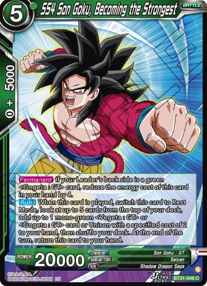 SS4 Son Goku, Becoming the Strongest BT31-046 card from Impact Beyond Dimensions