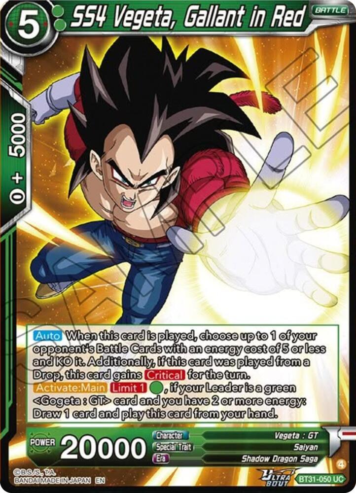SS4 Vegeta, Gallant in Red BT31-050 card from Impact Beyond Dimensions