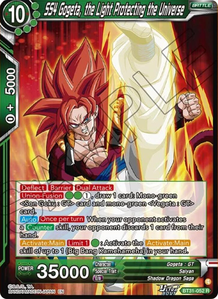 SS4 Gogeta, the Light Protecting the Universe BT31-052 card from Impact Beyond Dimensions