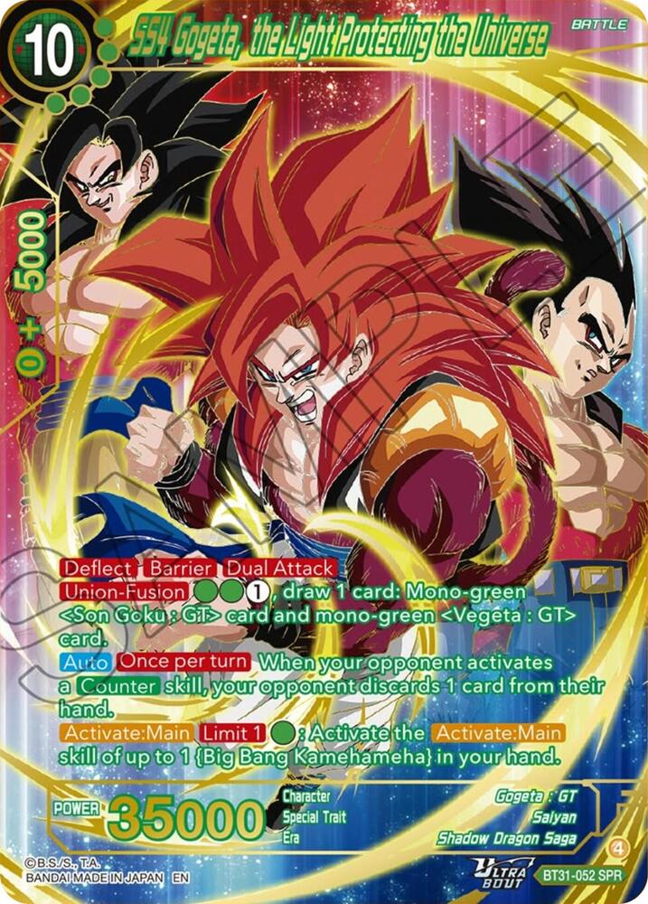 SS4 Gogeta, the Light Protecting the Universe (SPR) BT31-052 card from Impact Beyond Dimensions