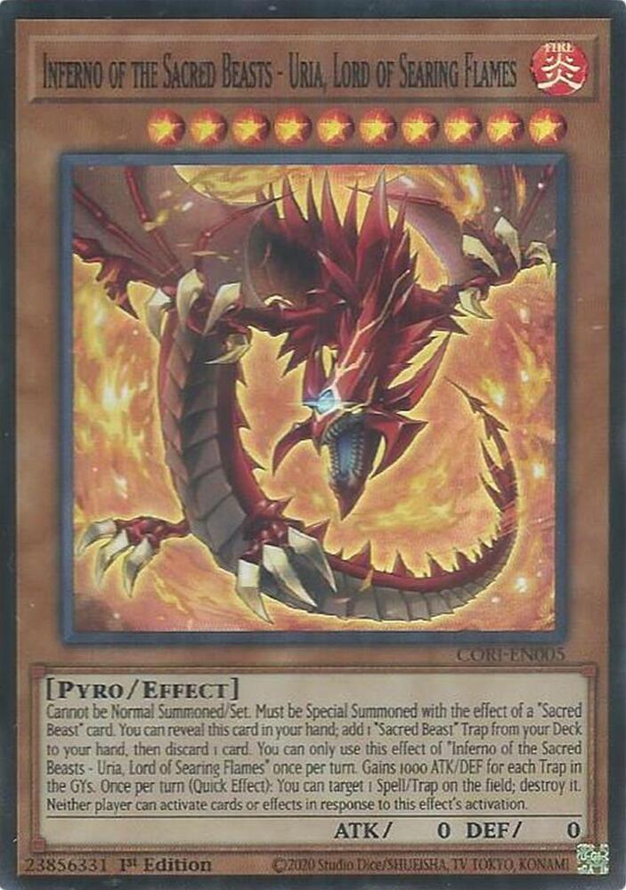 Inferno of the Sacred Beasts - Uria, Lord of Searing Flames CORI-EN005 card from Chaos Origins