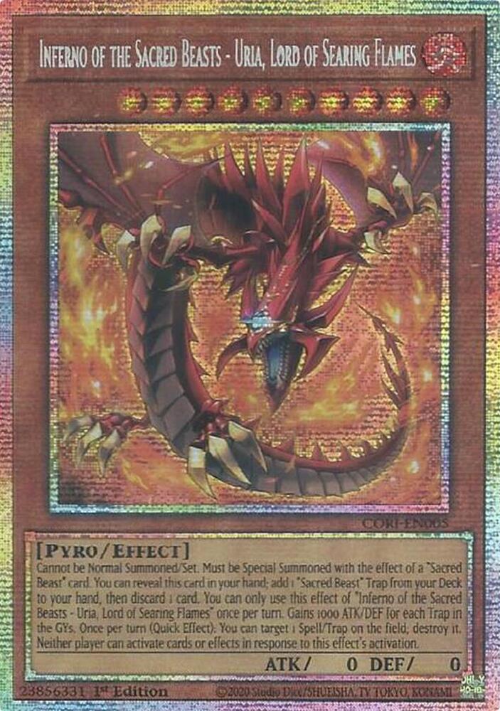 Inferno of the Sacred Beasts - Uria, Lord of Searing Flames (Starlight Rare) CORI-EN005 card from Chaos Origins