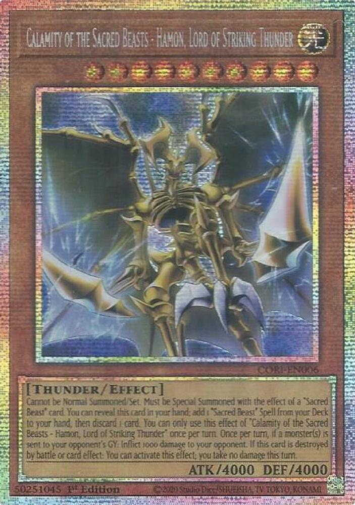 Calamity of the Sacred Beasts - Hamon, Lord of Striking Thunder (Starlight Rare) CORI-EN006 card from Chaos Origins