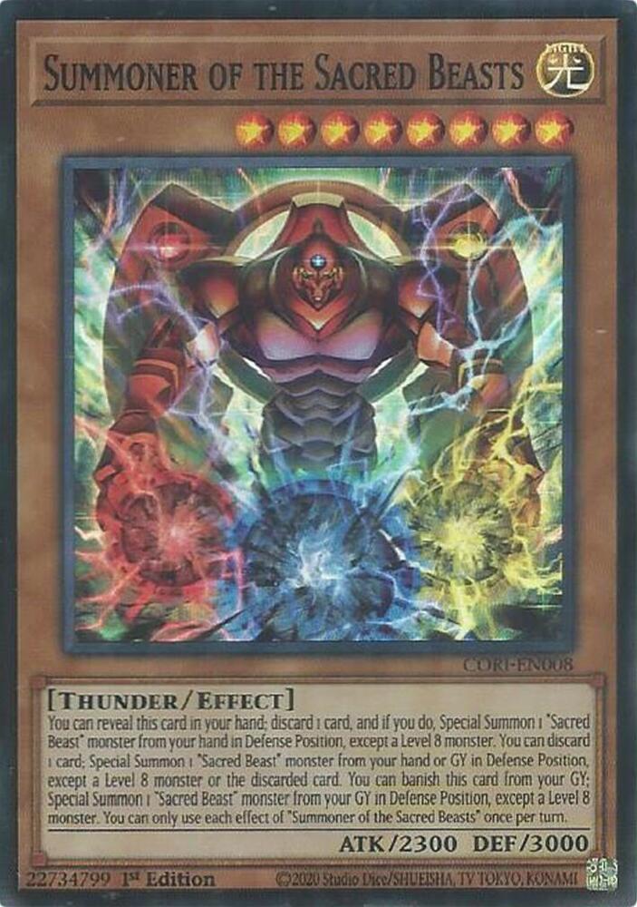 Summoner of the Sacred Beasts CORI-EN008 card from Chaos Origins
