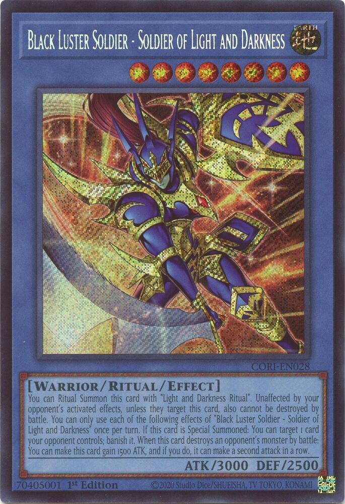Black Luster Soldier - Soldier of Light and Darkness (Secret Rare) CORI-EN028 card from Chaos Origins