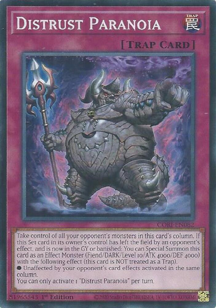Distrust Paranoia CORI-EN082 card from Chaos Origins