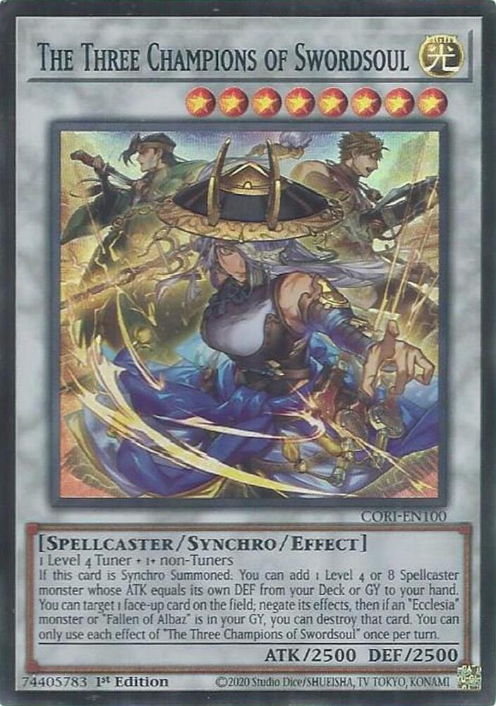 The Three Champions of Swordsoul CORI-EN100 card from Chaos Origins