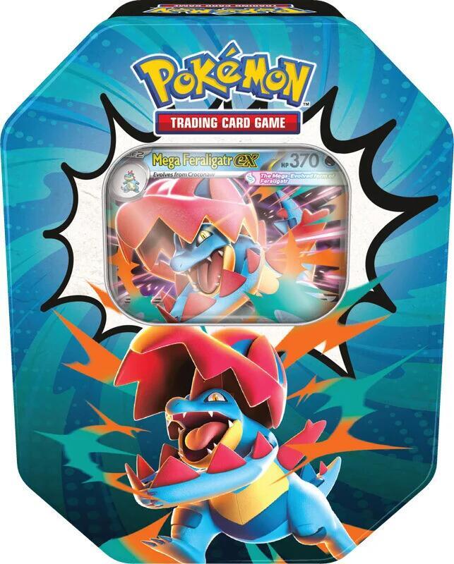 Ascended Heroes Tin [Mega Feraligatr ex] card from ME: Ascended Heroes