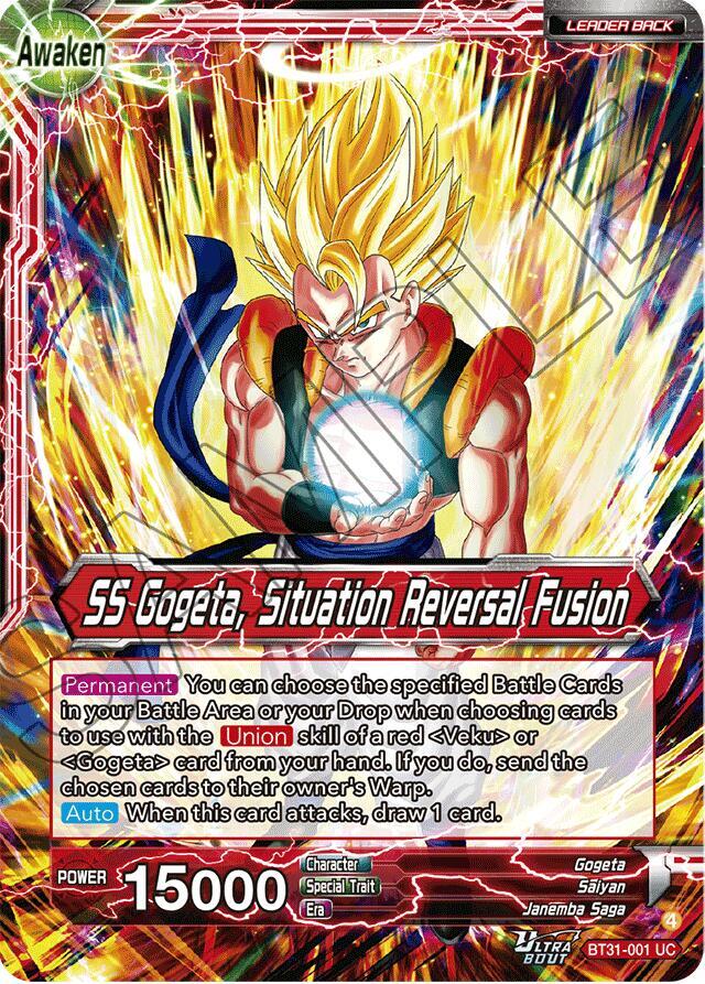 Son Goku & Vegeta // SS Gogeta, Situation Reversal Fusion BT31-001 card from Impact Beyond Dimensions