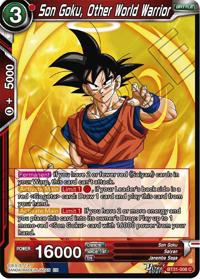 Son Goku, Other World Warrior BT31-008 card from Impact Beyond Dimensions