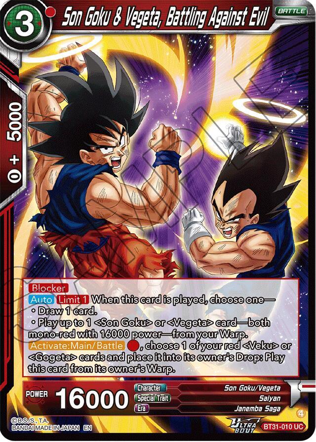 Son Goku & Vegeta, Battling Against Evil BT31-010 card from Impact Beyond Dimensions