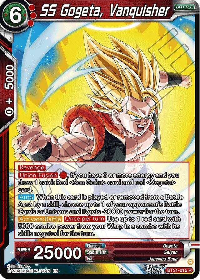 SS Gogeta, Vanquisher BT31-015 card from Impact Beyond Dimensions