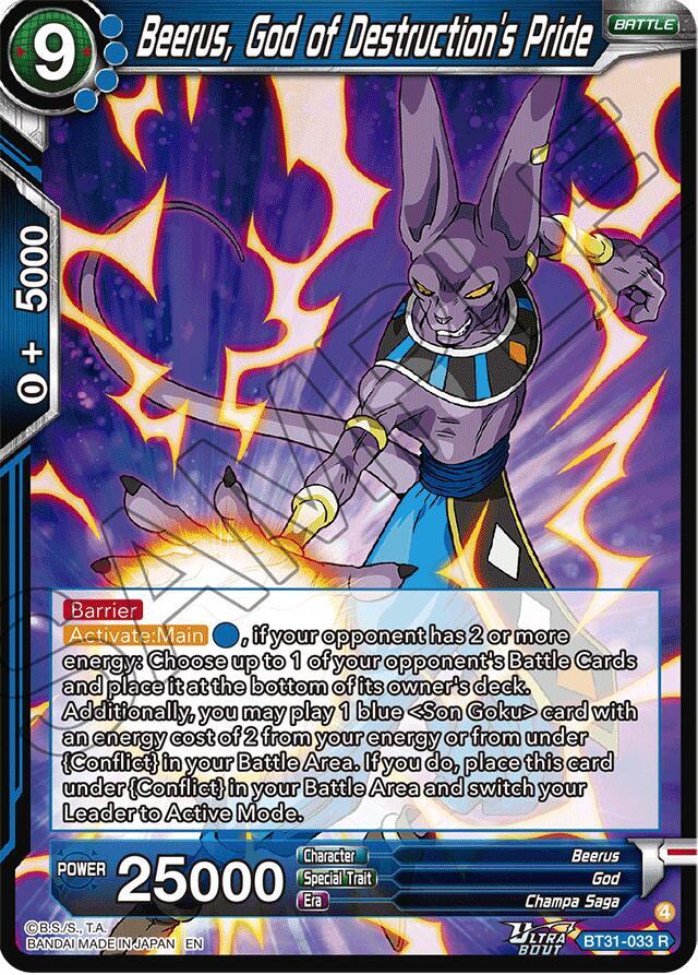 Beerus, God of Destruction's Pride BT31-033 card from Impact Beyond Dimensions