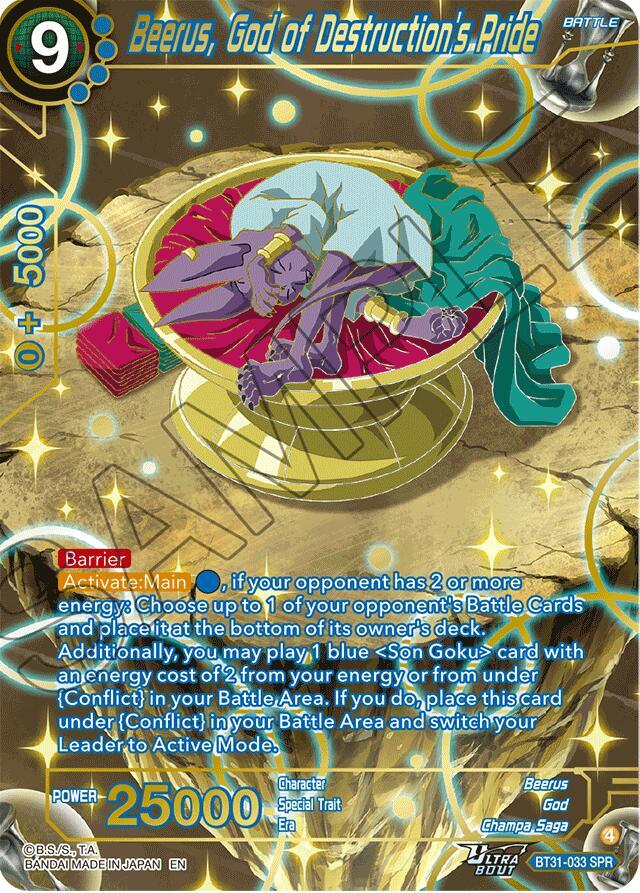 Beerus, God of Destruction's Pride (SPR) BT31-033 card from Impact Beyond Dimensions