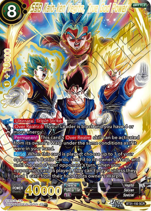 SSB Kaio-ken Vegito, True God Power (SCR) BT31-150 card from Impact Beyond Dimensions
