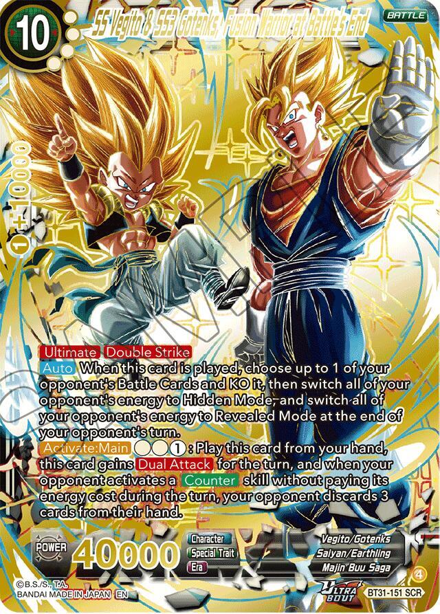 SS Vegito & SS3 Gotenks, Fusion Warrior at Battle's End (SCR) BT31-151 card from Impact Beyond Dimensions