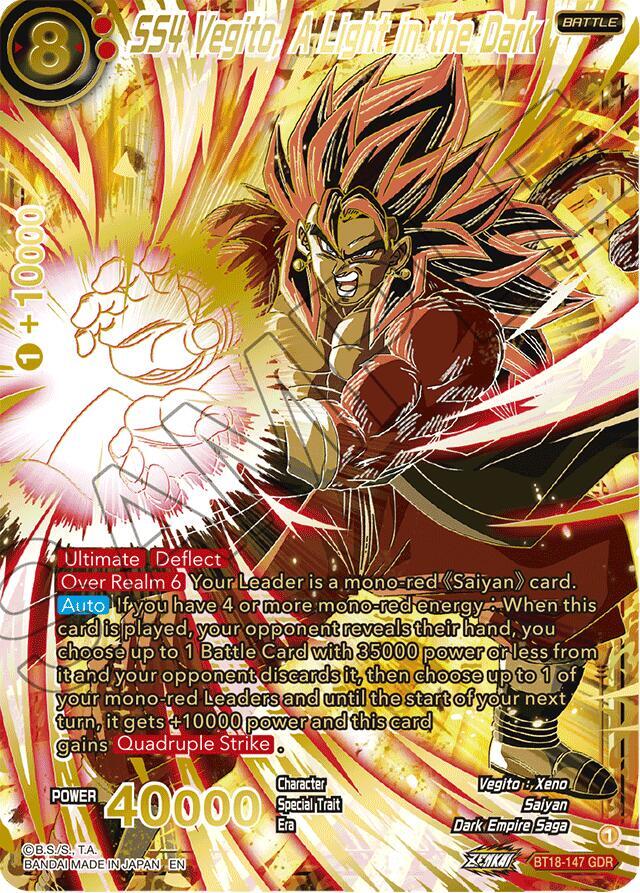 SS4 Vegito, A Light in the Dark (GDR) BT18-147 card from Impact Beyond Dimensions