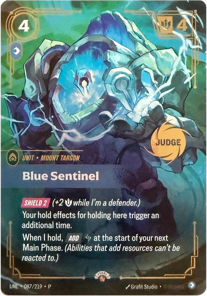 Blue Sentinel 087/219 card from Riftbound Judge Promotional Cards