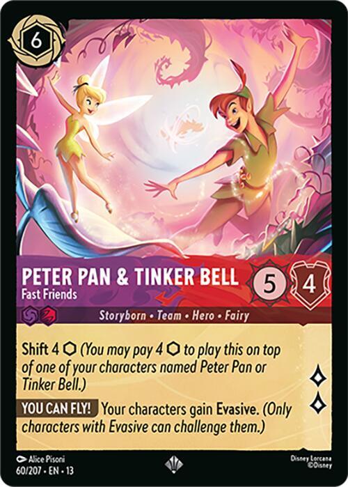 Peter Pan & Tinker Bell - Fast Friends 60/204 card from Attack of the Vine!
