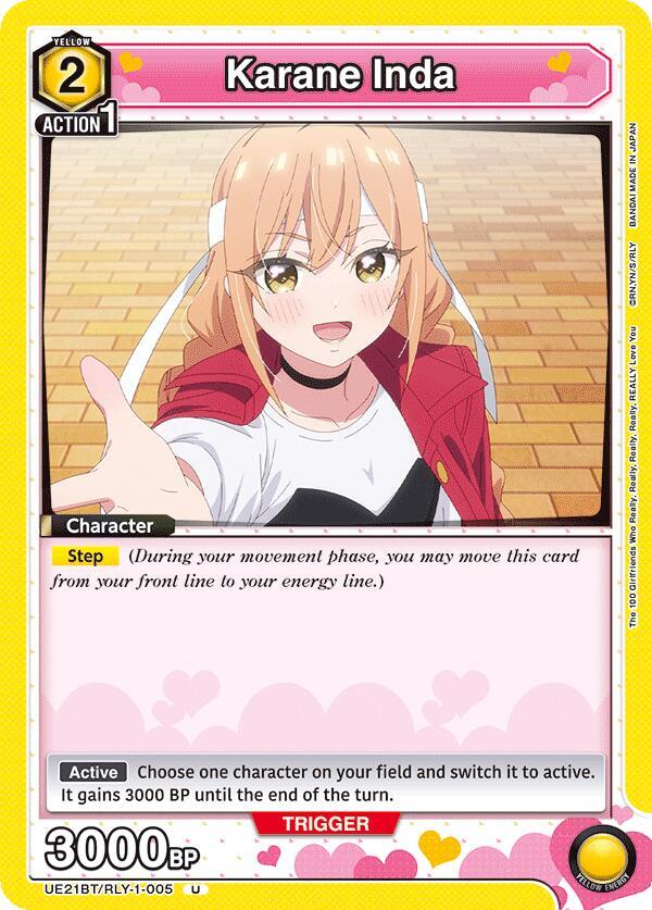 Karane Inda UE21BT/RLY-1-005 card from UE21BT: The 100 Girlfriends Who Really, Really, Really, Really, REALLY Love You
