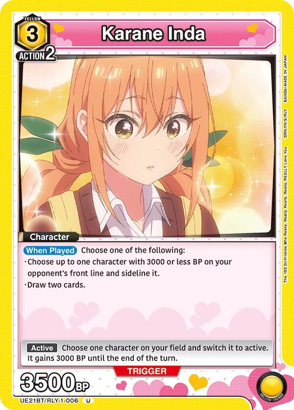 Karane Inda UE21BT/RLY-1-006 card from UE21BT: The 100 Girlfriends Who Really, Really, Really, Really, REALLY Love You