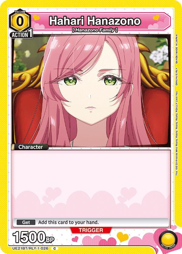 Hahari Hanazono UE21BT/RLY-1-026 card from UE21BT: The 100 Girlfriends Who Really, Really, Really, Really, REALLY Love You