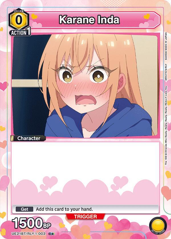 Karane Inda (Box Topper Foil) UE21BT/RLY-1-003 card from UE21BT: The 100 Girlfriends Who Really, Really, Really, Really, REALLY Love You
