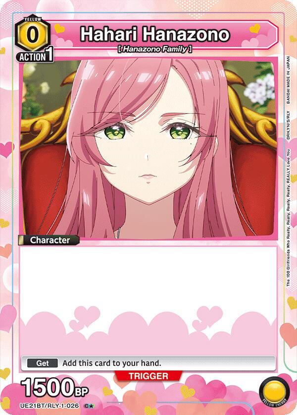 Hahari Hanazono (Box Topper Foil) UE21BT/RLY-1-026 card from UE21BT: The 100 Girlfriends Who Really, Really, Really, Really, REALLY Love You
