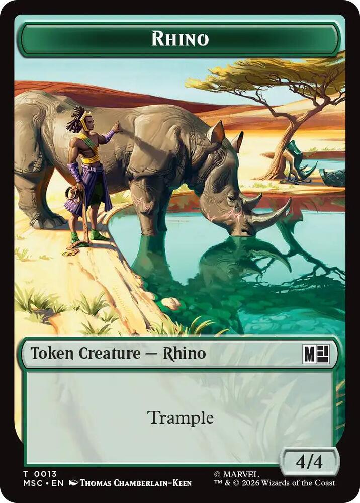 Rhino (013) // Beast Double-Sided Token 13 // 11 card from Commander: Marvel Super Heroes