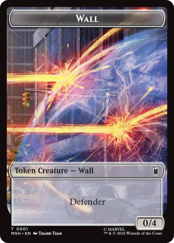 Wall // Alien Double-Sided Token 001/011 card from Marvel Super Heroes