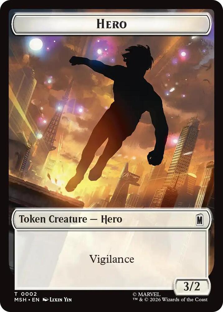 Hero // Robot Villain Double-Sided Token 002/020 card from Marvel Super Heroes