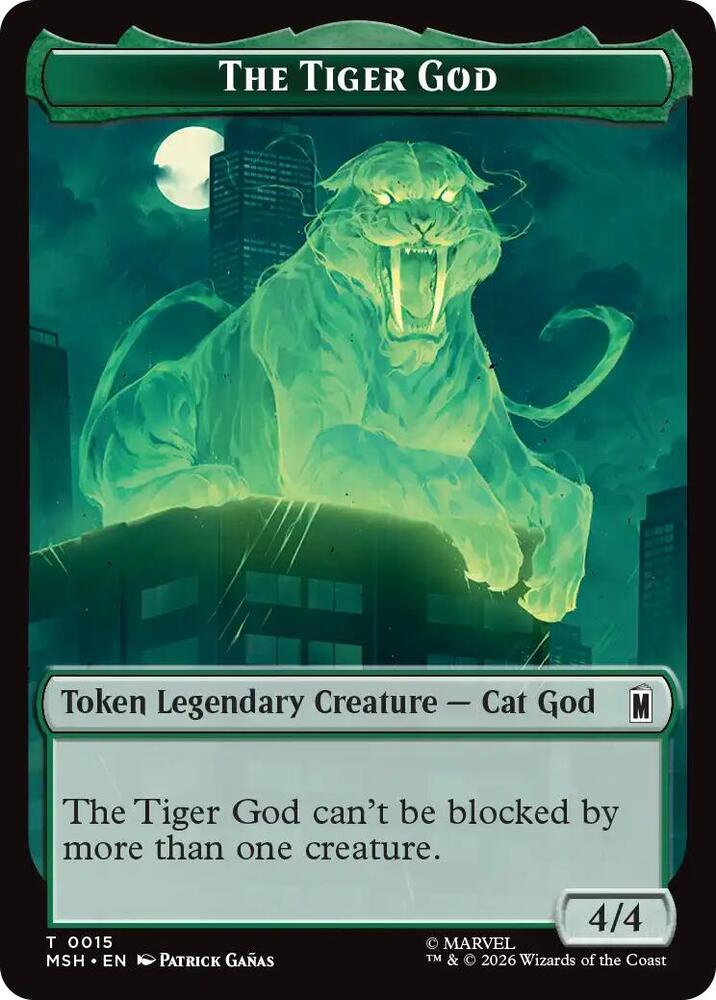 The Tiger God // Sturdy Shield Double-Sided Token 015/021 card from Marvel Super Heroes