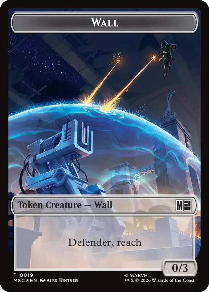 Wall (019) // Merfolk Double-Sided Token (Surge Foil) 19 // 24 card from Commander: Marvel Super Heroes