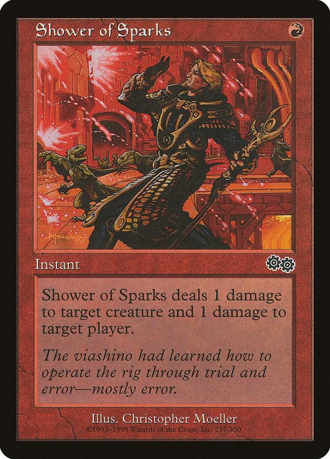 Shower of Sparks 217 card from Urza's Saga